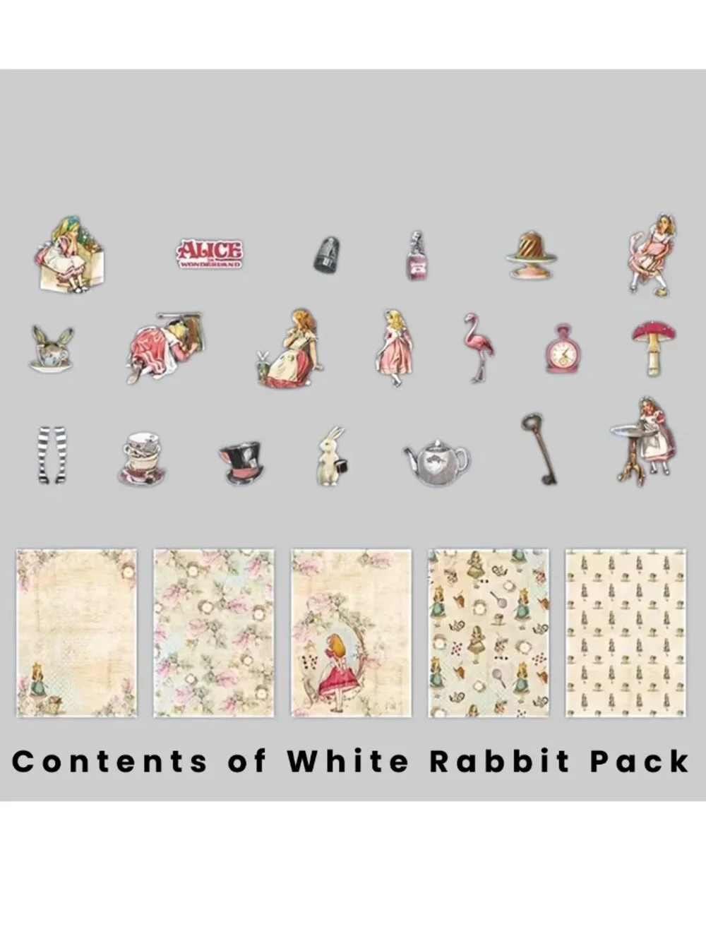 Alice's Theater Vintage Character Journal Paper Pack NWT Alice In Wonderland